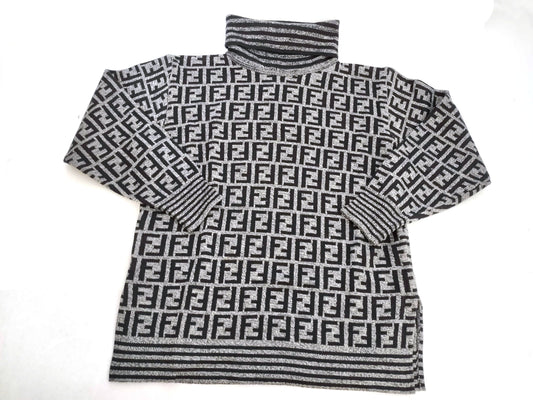 FENDI Zucca print turtleneck knit sweater top