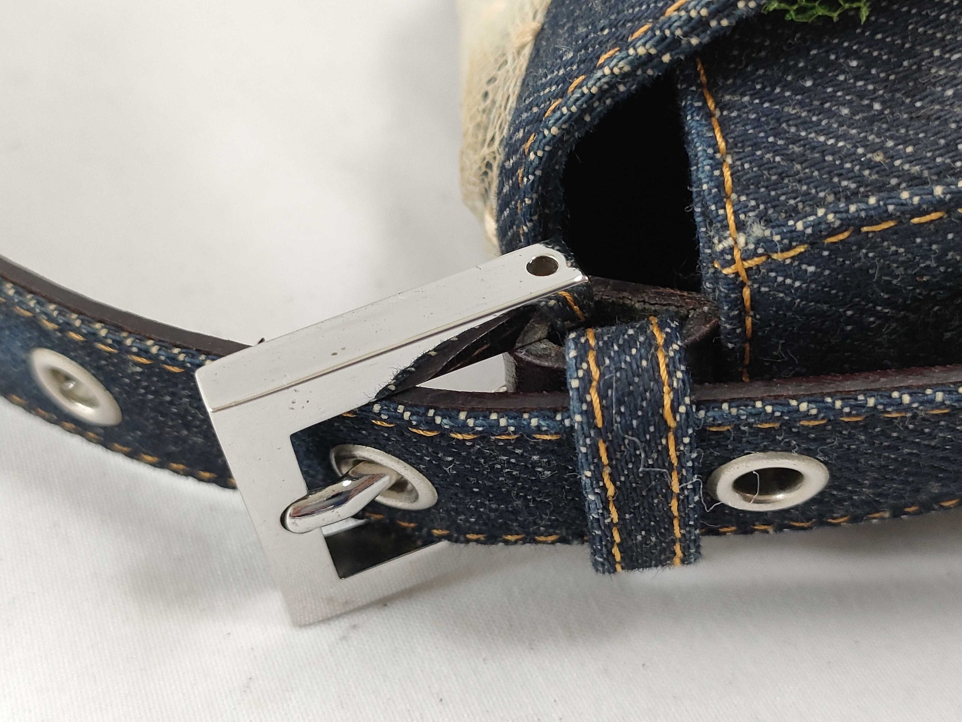 FENDI Mamma Fendi Denim Mamma Bucket Beaded Handbag