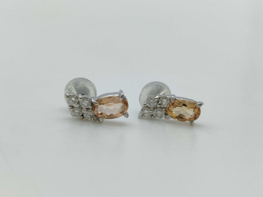 Imperial Topaz 0.40/0.40ct D0.11/0.11ct PT900/850 1.6g Earrings 