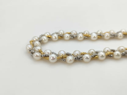 Semi-round pearl, diameter approximately 5.0-5.7mm, sterling silver/metal, 26.2g necklace 