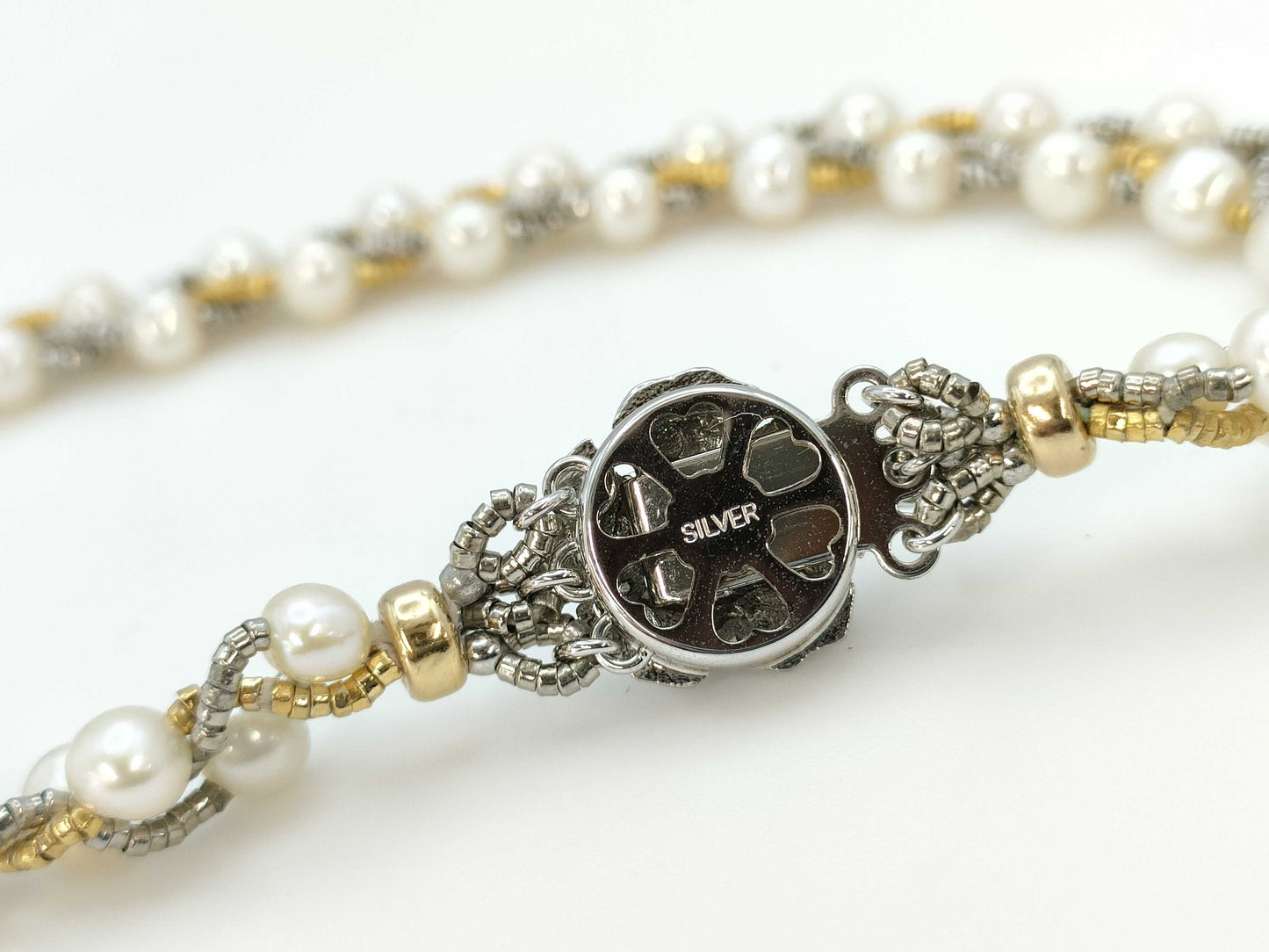 Semi-round pearl, diameter approximately 5.0-5.7mm, sterling silver/metal, 26.2g necklace 
