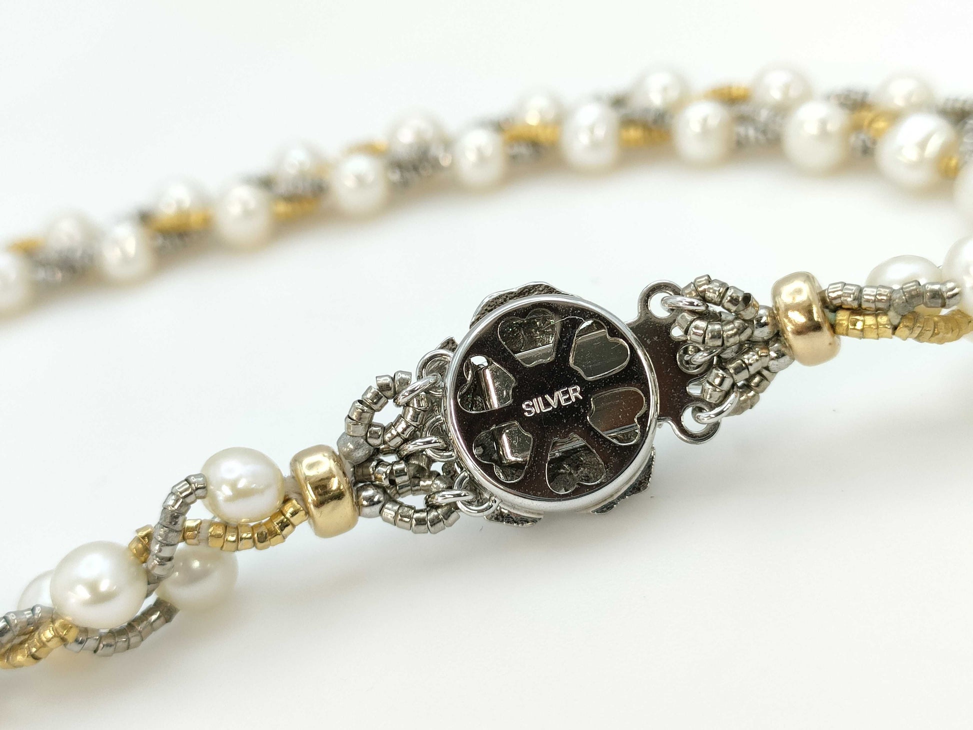 Semi-round pearl, diameter approximately 5.0-5.7mm, sterling silver/metal, 26.2g necklace 