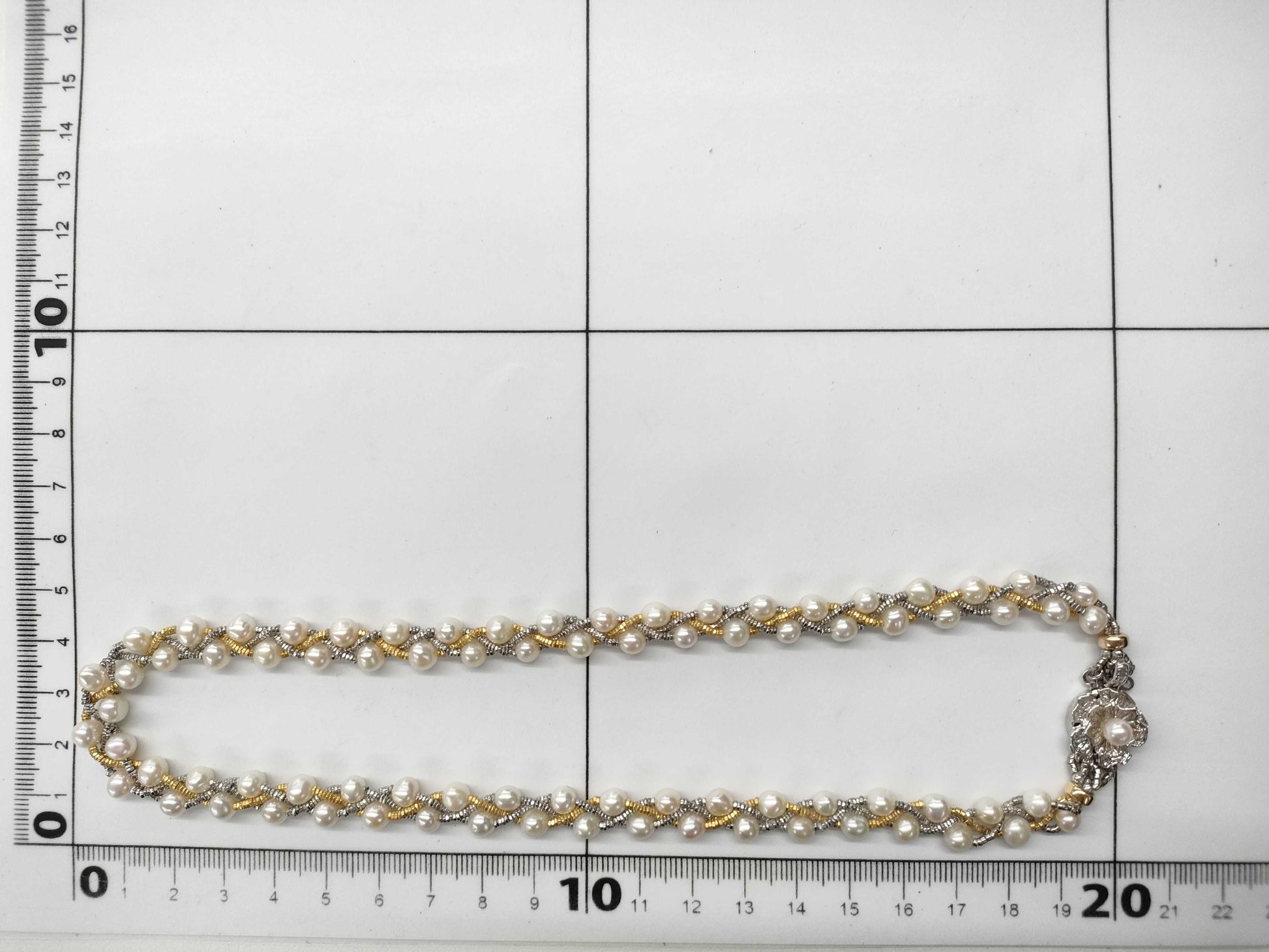 Semi-round pearl, diameter approximately 5.0-5.7mm, sterling silver/metal, 26.2g necklace 