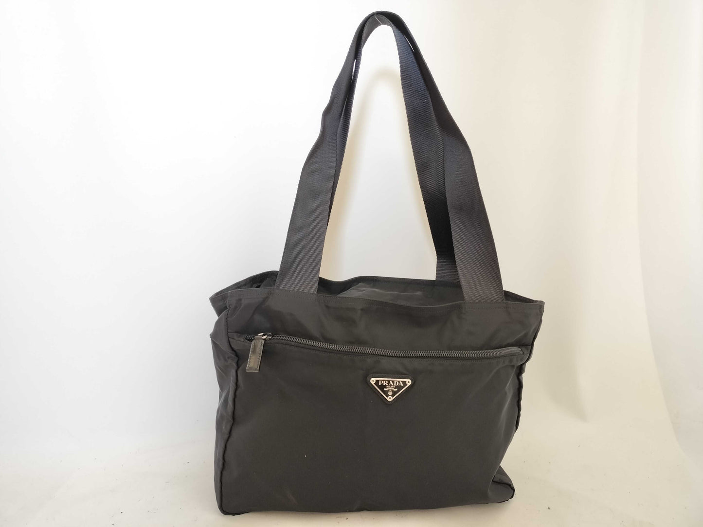 PRADA Nylon PRADA B6672 Tessuto Leather Black B Tote Bag