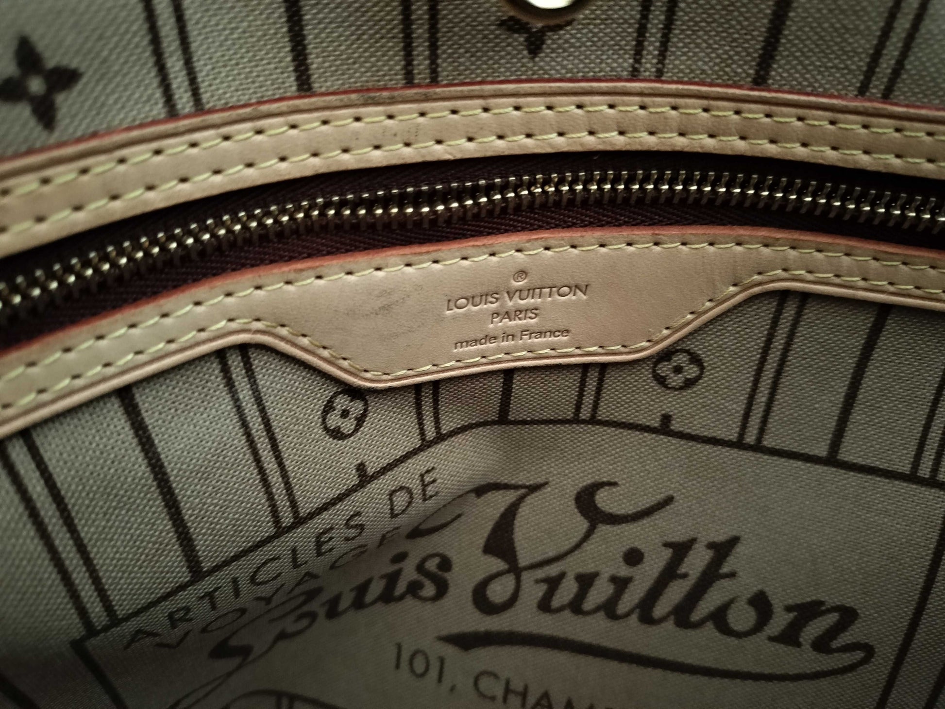 LOUIS VUITTON M40156 Monogram Neverfull MM Leather Monogram SP1131 Tote Bag