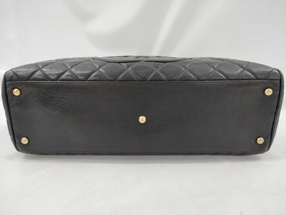 CHANEL Caviar Skin Large Coco Mark Bowling Handbag