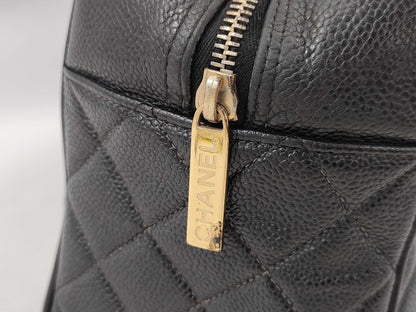 CHANEL Caviar Skin Large Coco Mark Bowling Handbag