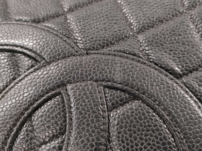 CHANEL Caviar Skin Large Coco Mark Bowling Handbag