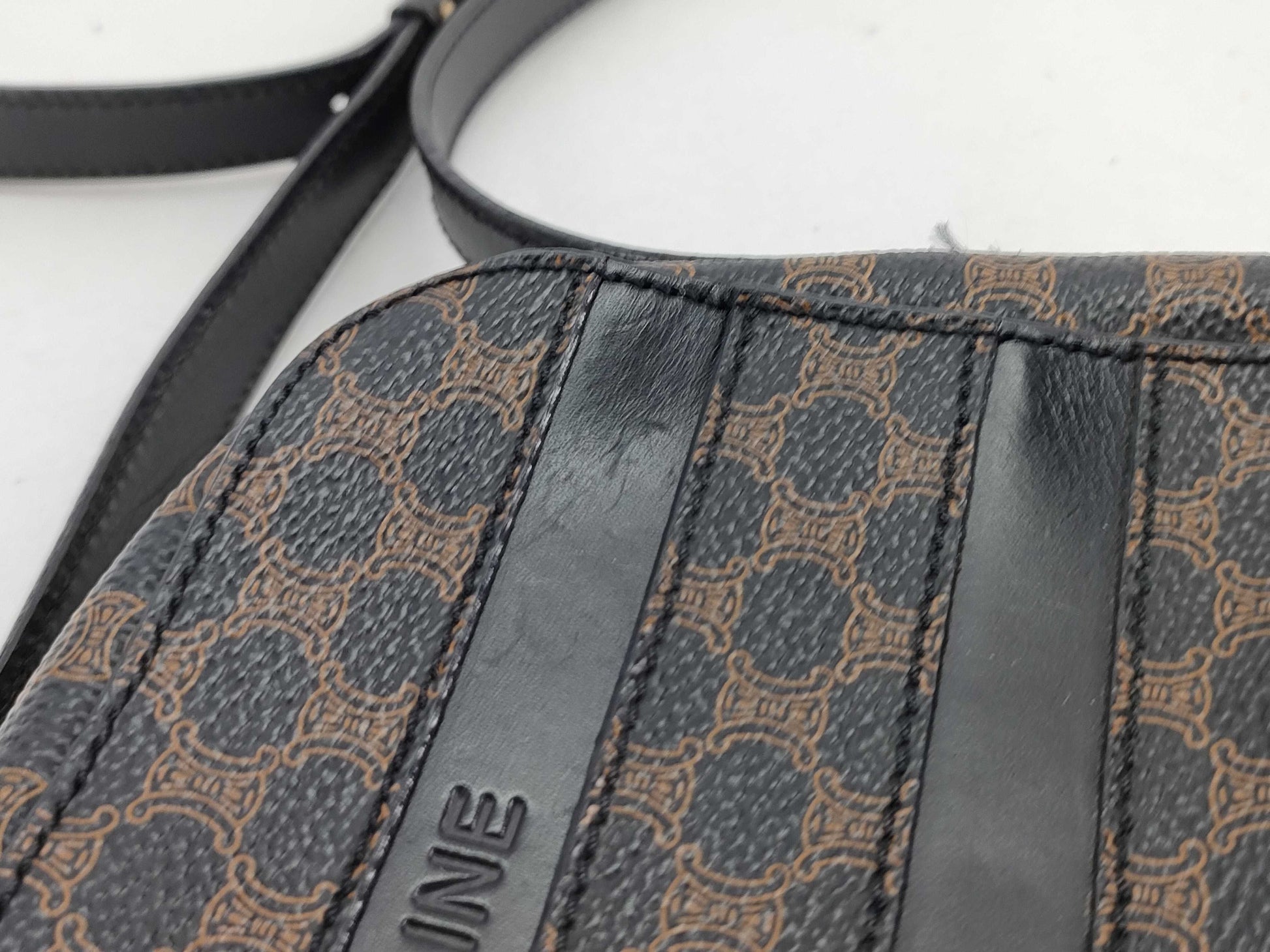 CELINE Black Macadam Pochette Shoulder Bag