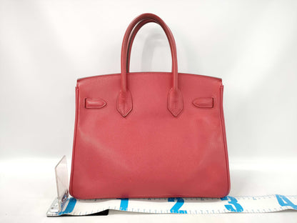 HERMES Birkin 30 Red with Silver Hardware, Medium Handbag