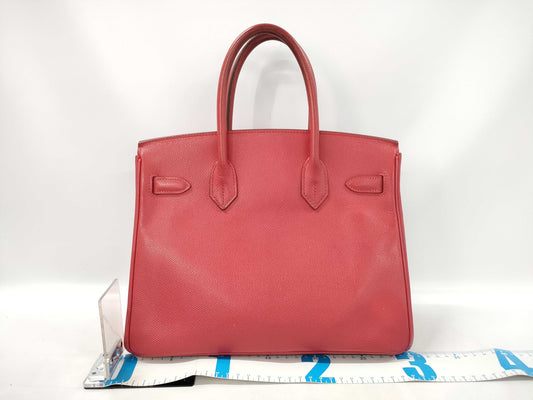 HERMES Birkin 30 Red with Silver Hardware, Medium Handbag