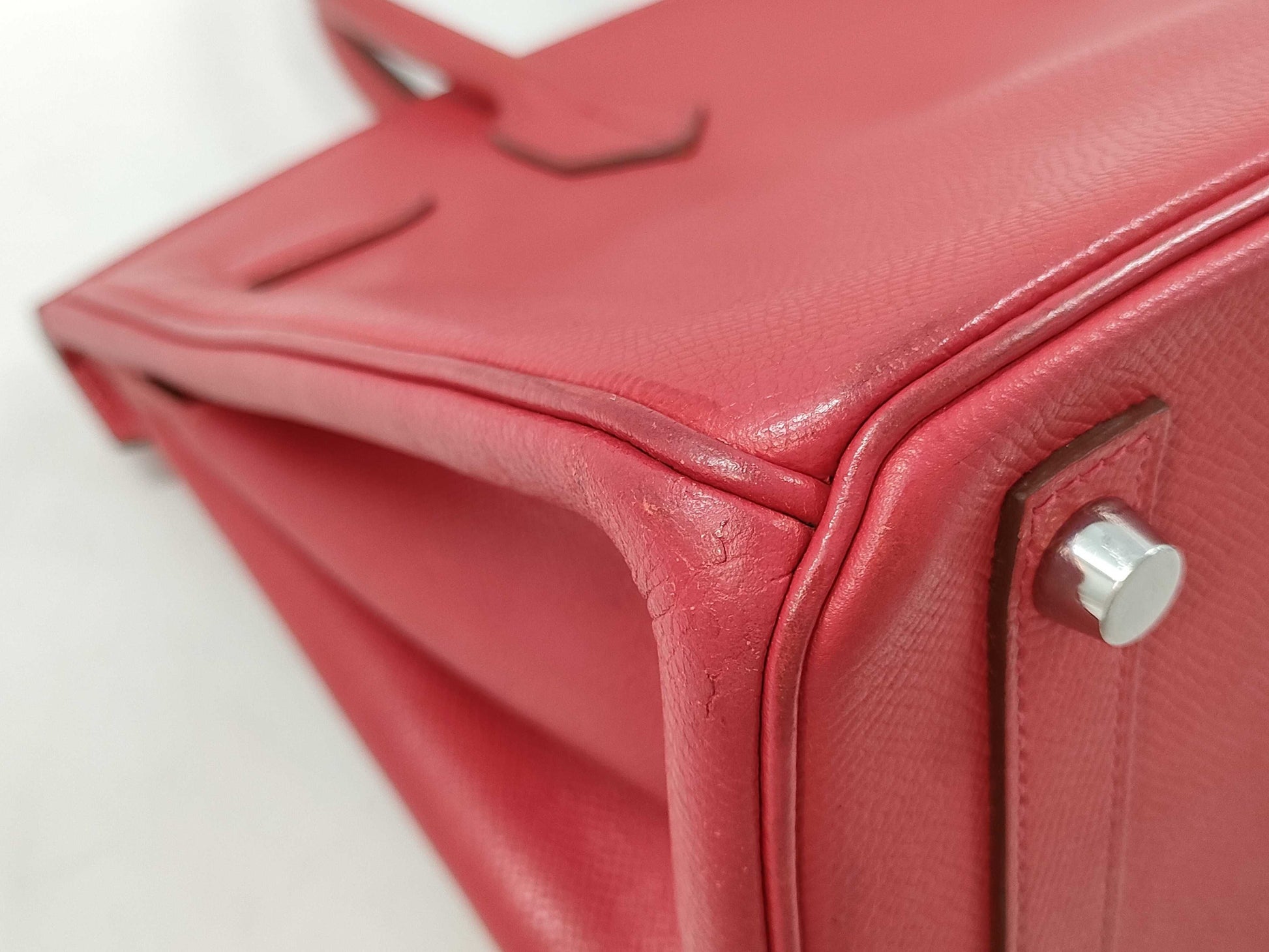 HERMES Birkin 30 Red with Silver Hardware, Medium Handbag