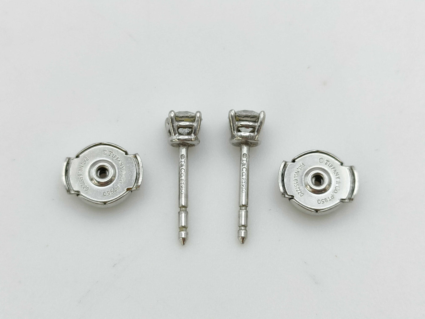 Tiffany & Co. Solitaire Diamond PT950 2.5g Earrings 