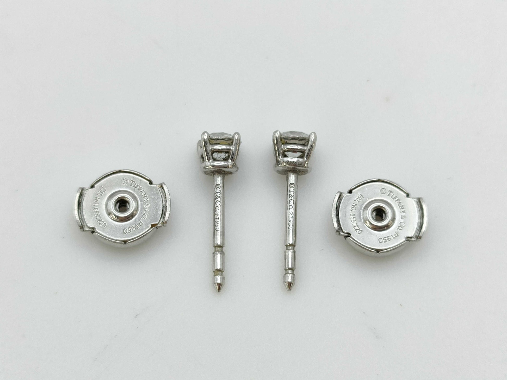 Tiffany & Co. Solitaire Diamond PT950 2.5g Earrings 