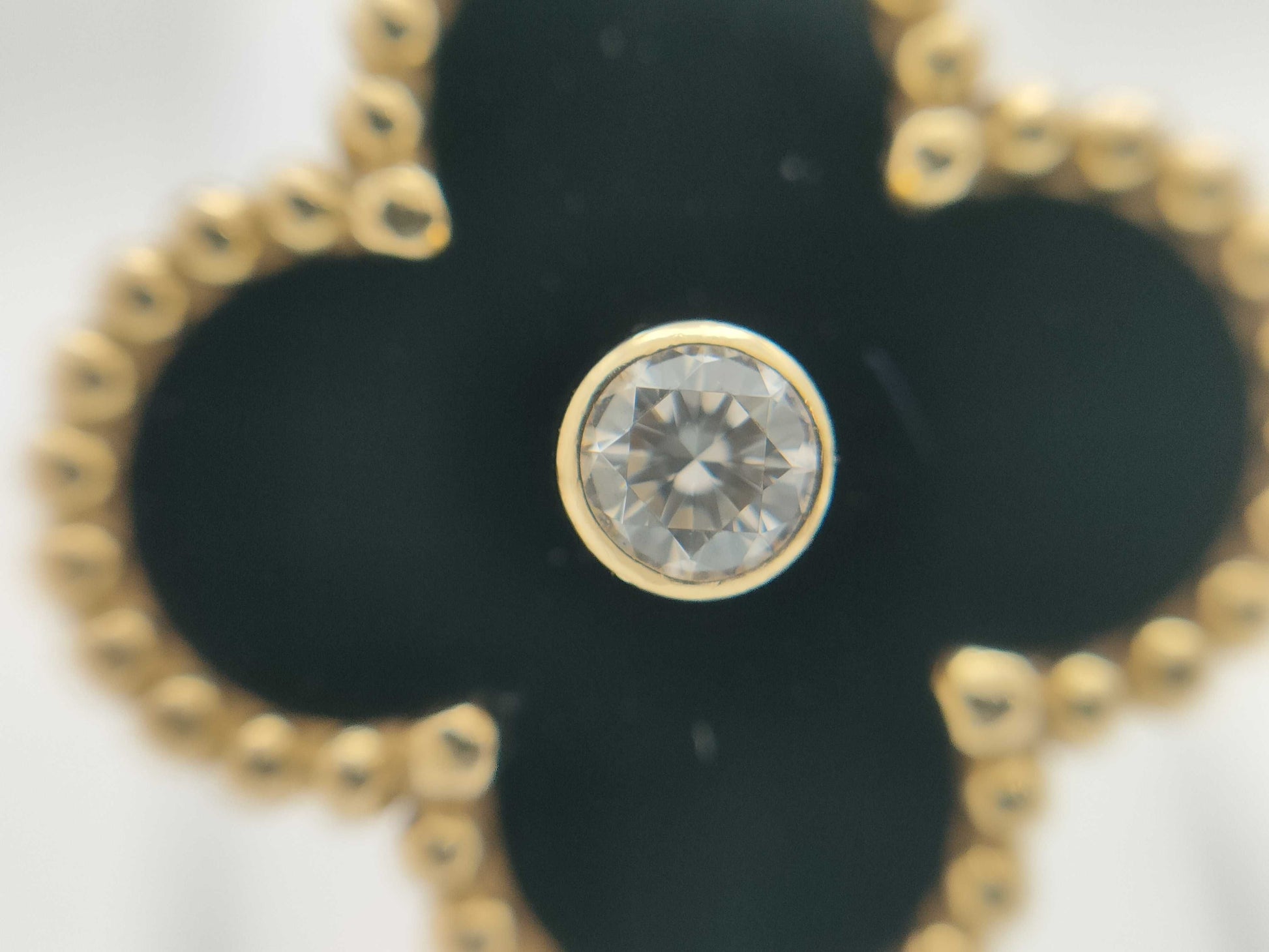 Van Cleef & Arpels Vintage Alhambra #49 Onyx 1PD Yellow Gold Au750 6.6g Ring 