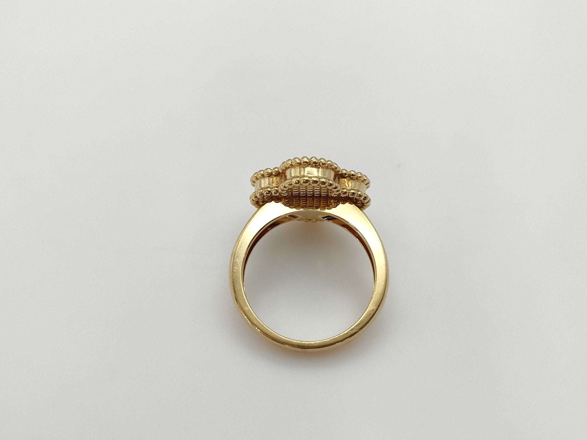 Van Cleef & Arpels Vintage Alhambra #49 Onyx 1PD Yellow Gold Au750 6.6g Ring 