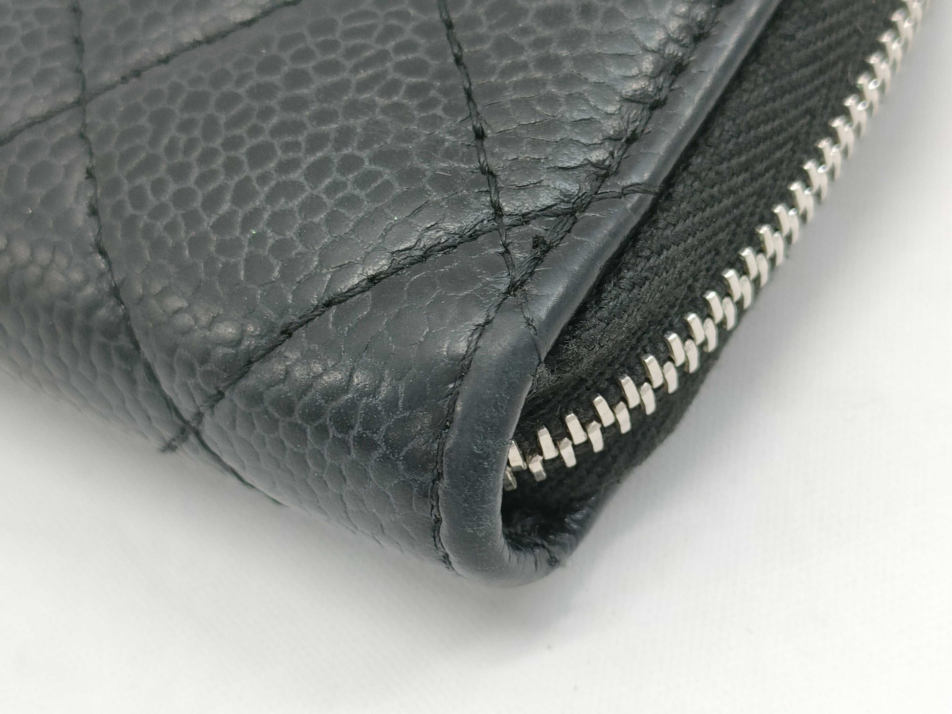 CHANEL Caviar Card Case, Black, 31395257, Round Zipper Coin Case