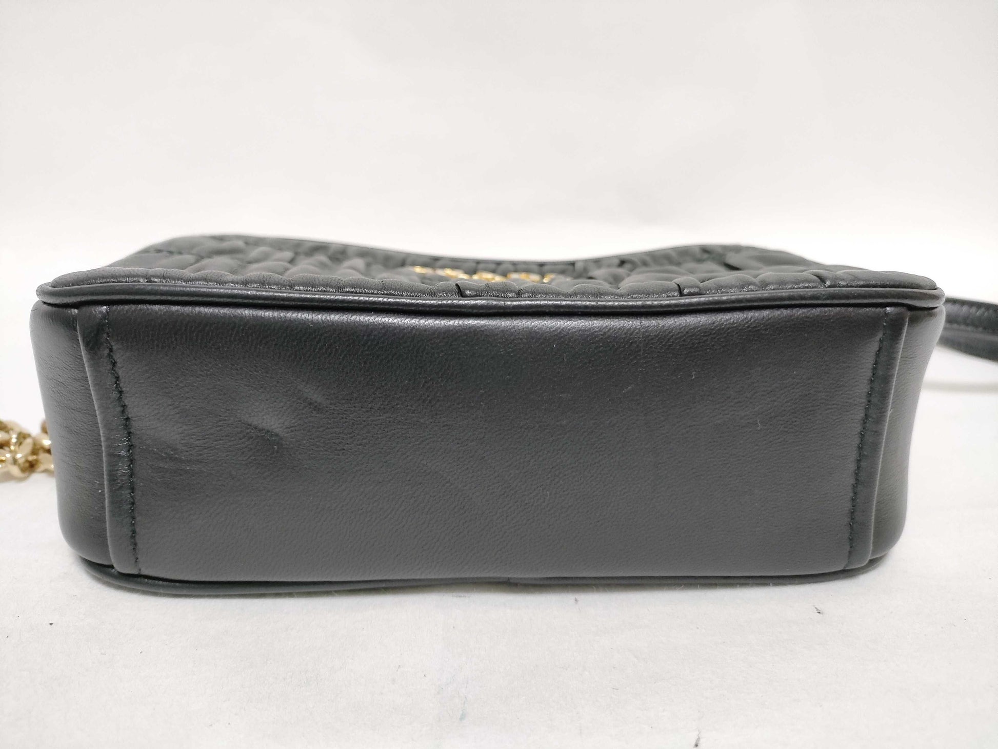 PRADA PRADA 1BH112 Logo Gathered Nappa Leather Crossbody Shoulder Bag with G Card