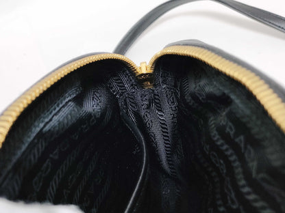 PRADA PRADA 1BH112 Logo Gathered Nappa Leather Crossbody Shoulder Bag with G Card
