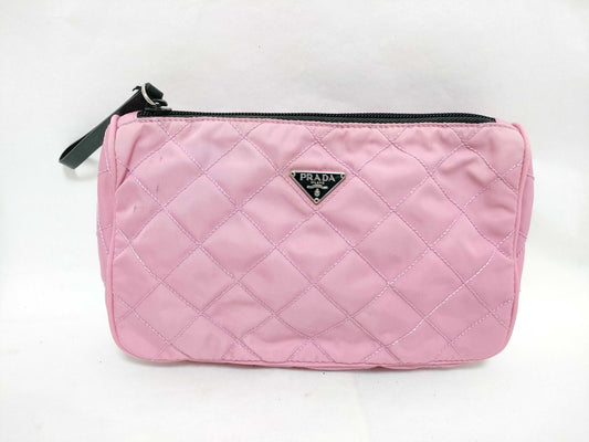 PRADA Nylon Nylon/Pink/Quilted Pouch