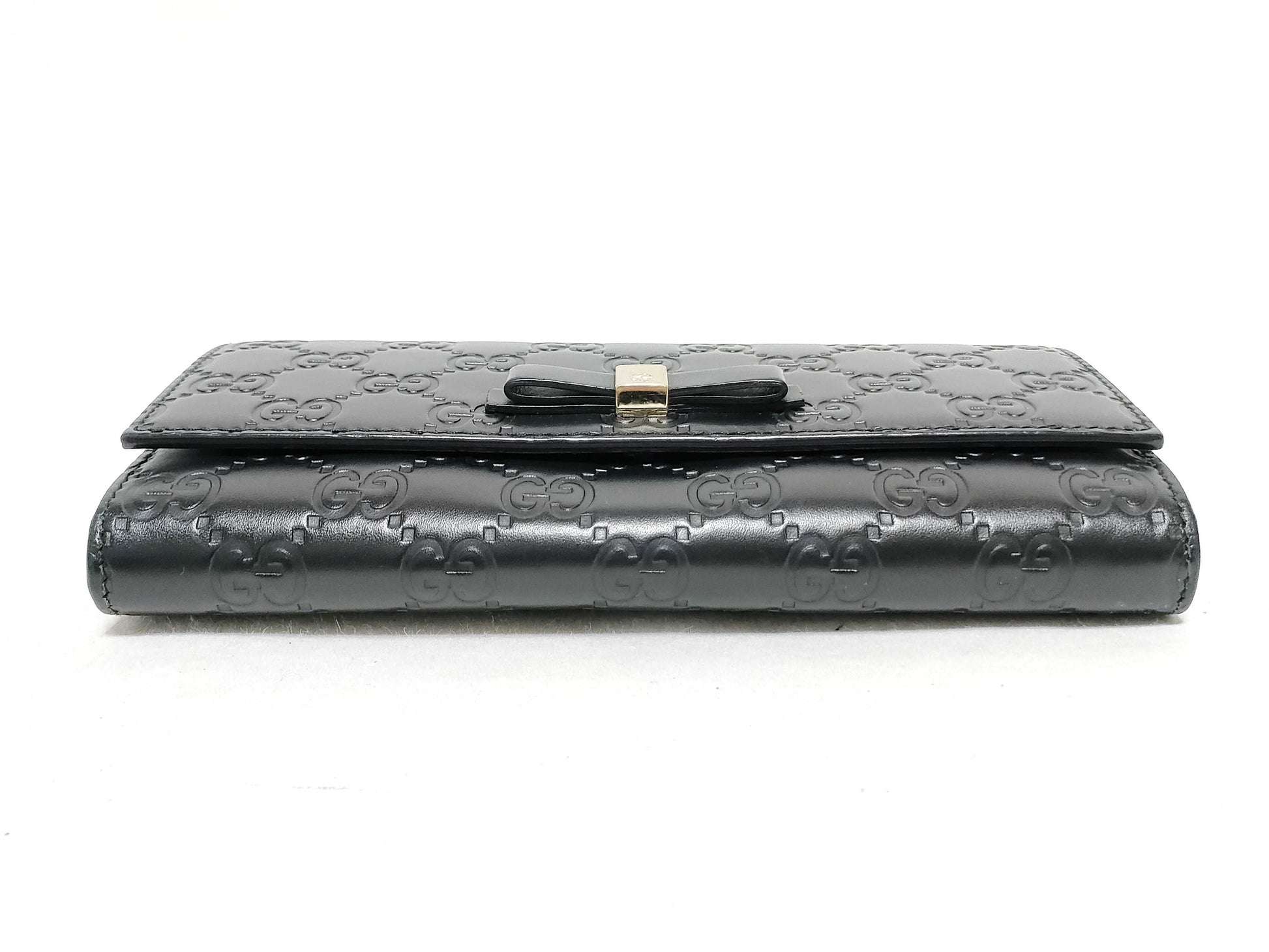 GUCCI Guccissima Long Wallet/388679 2067/Black/Guccissima/Ribbon Wallet