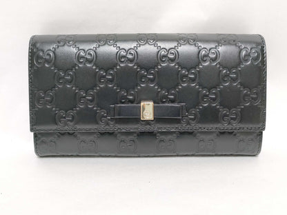 GUCCI Guccissima Long Wallet/388679 2067/Black/Guccissima/Ribbon Wallet
