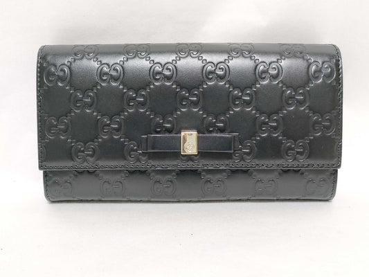 GUCCI Guccissima Long Wallet/388679 2067/Black/Guccissima/Ribbon Wallet