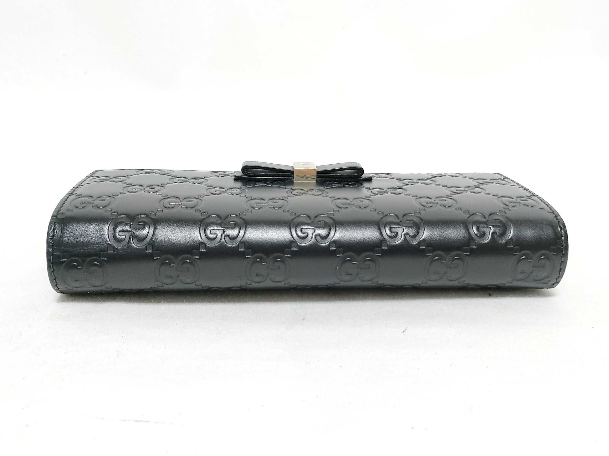 GUCCI Guccissima Long Wallet/388679 2067/Black/Guccissima/Ribbon Wallet