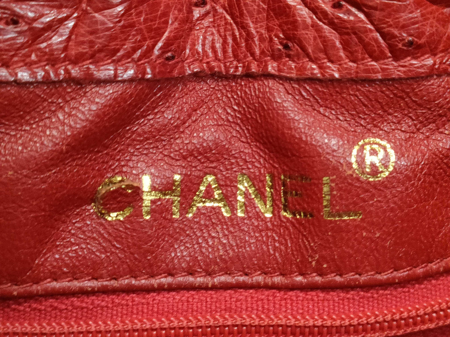 CHANEL Ostrich Drawstring Bag, Chain Shoulder Bag, 0 Series, with Seal