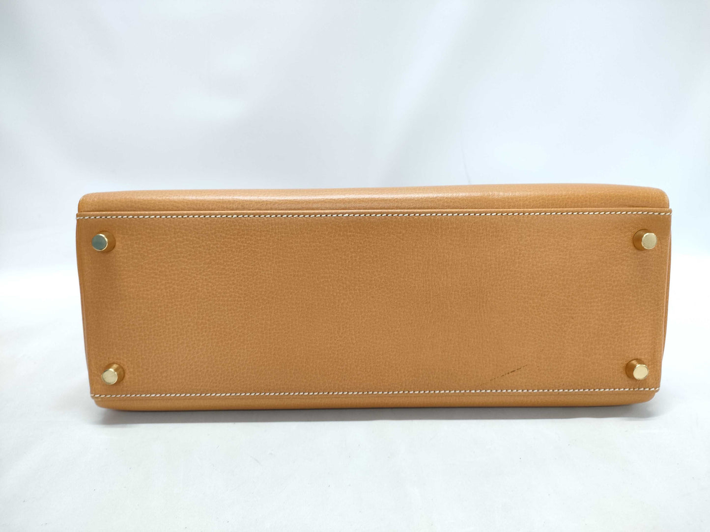 HERMES Kelly 32 Ardennes Natural Shoulder Bag with G Stamp and GP Hardware