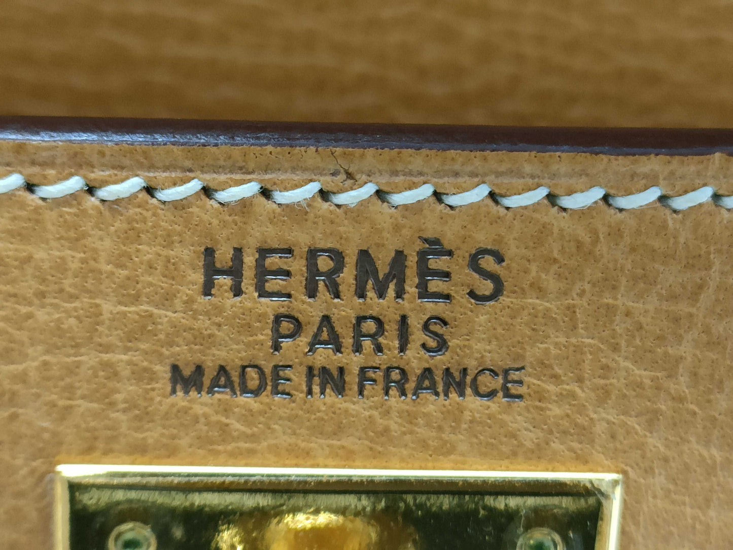 HERMES Kelly 32 Ardennes Natural Shoulder Bag with G Stamp and GP Hardware