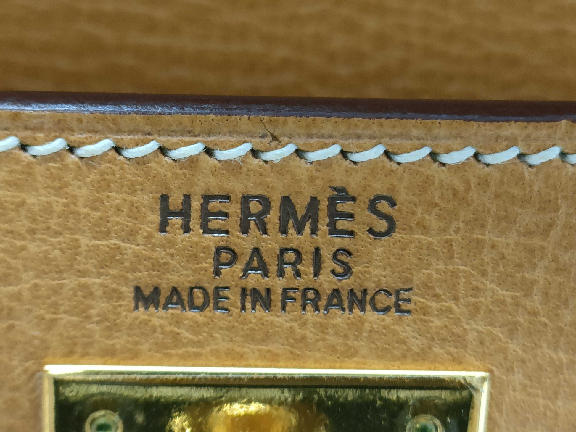 HERMES Kelly 32 Ardennes Natural Shoulder Bag with G Stamp and GP Hardware
