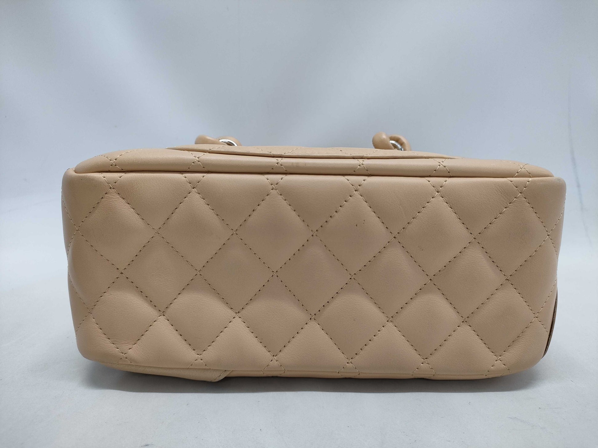 CHANEL Cambon Cambon Line Matelasse Mini Bowling Bag Beige Sticker and Card Included Tote Bag