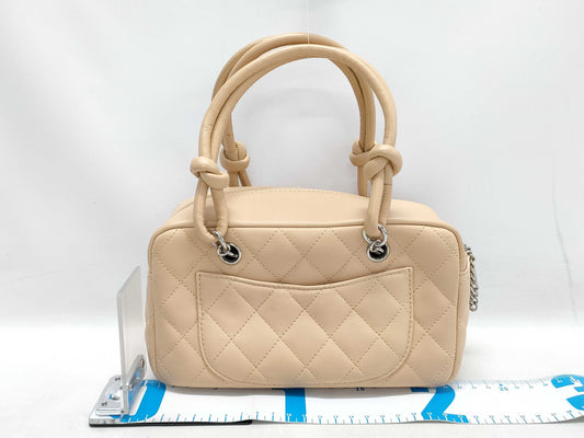 CHANEL Cambon Cambon Line Matelasse Mini Bowling Bag Beige Sticker and Card Included Tote Bag