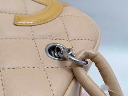 CHANEL Cambon Cambon Line Matelasse Mini Bowling Bag Beige Sticker and Card Included Tote Bag