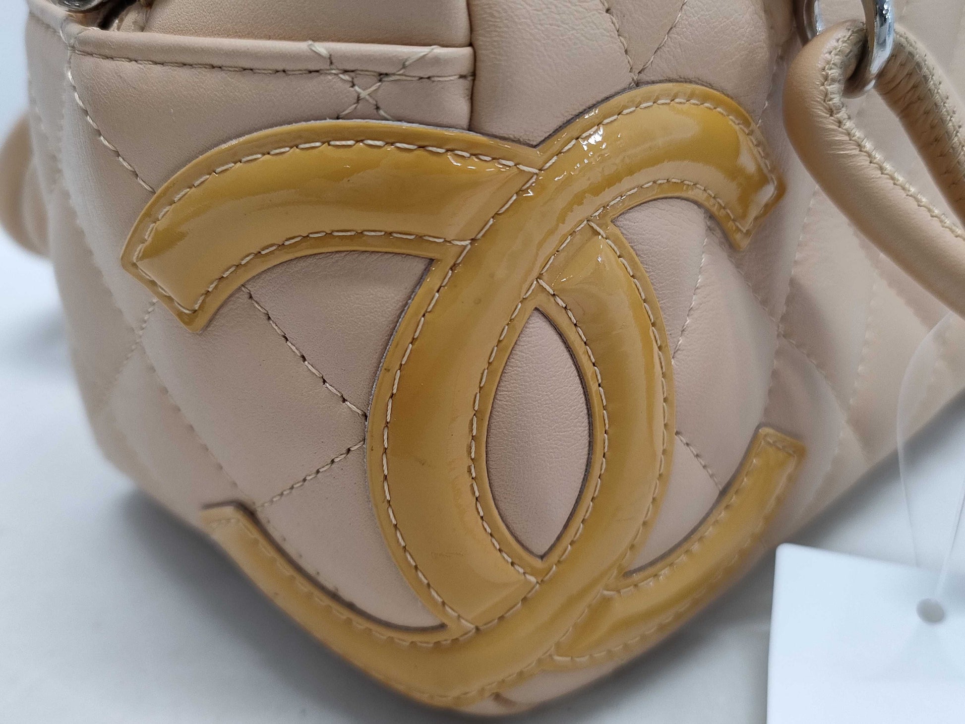 CHANEL Cambon Cambon Line Matelasse Mini Bowling Bag Beige Sticker and Card Included Tote Bag