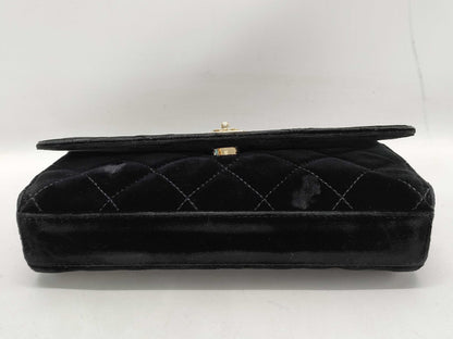 CHANEL Velvet Coco Mark Chain Party Bag with Sticker and Card