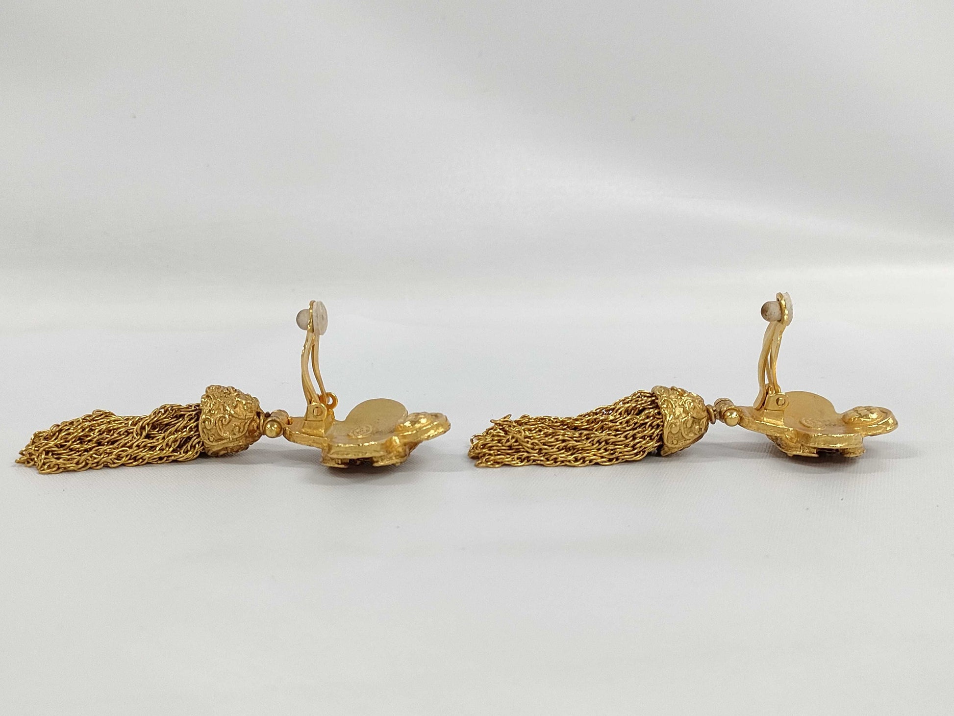 CHANEL Coco Mark Fringe Earrings 94A Stamped Earrings
