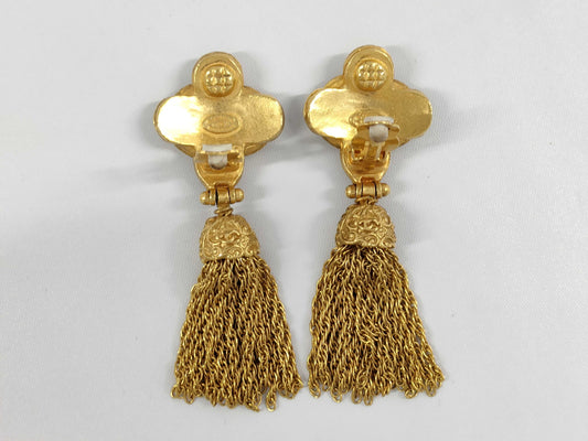 CHANEL Coco Mark Fringe Earrings 94A Stamped Earrings