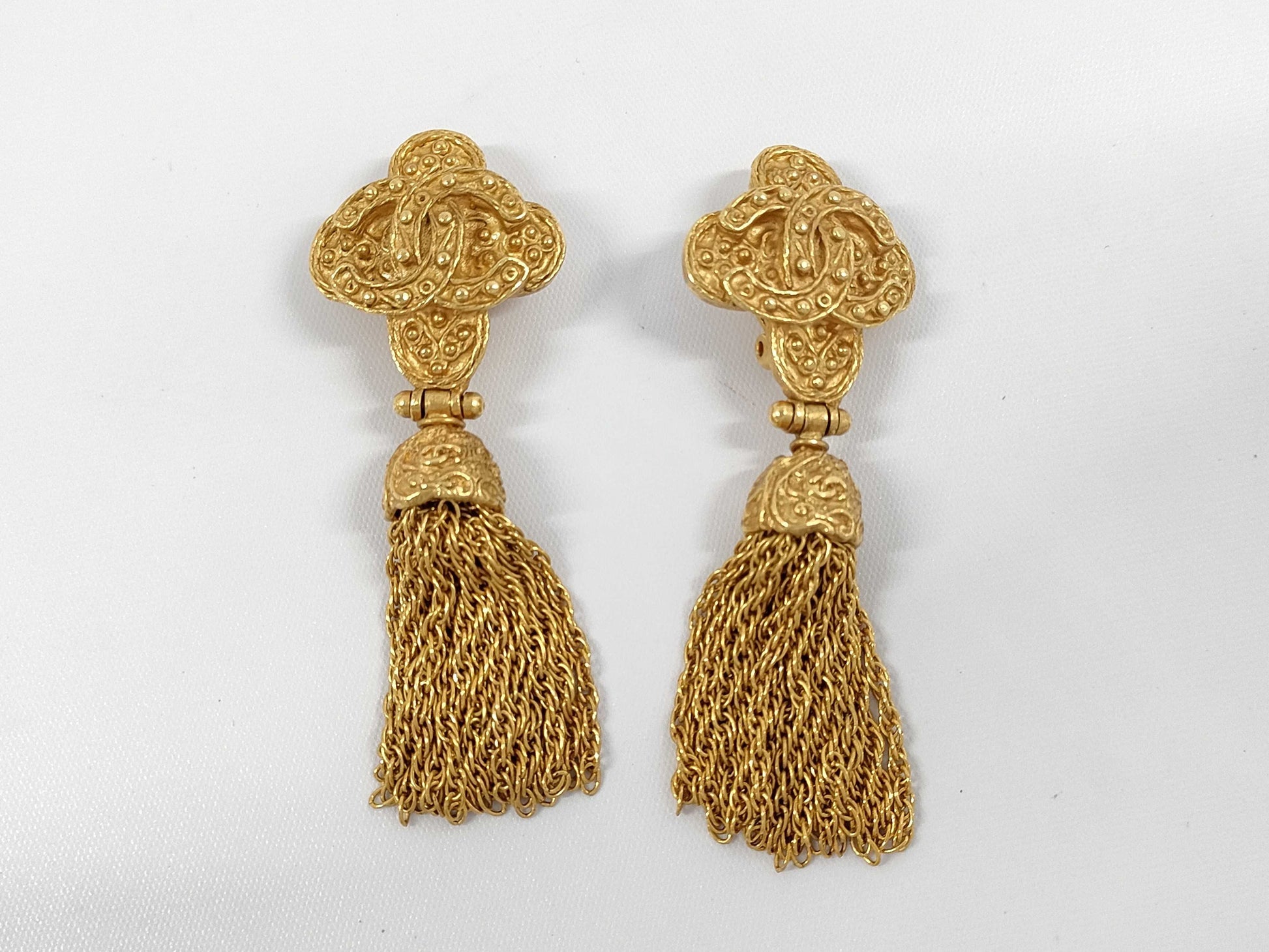CHANEL Coco Mark Fringe Earrings 94A Stamped Earrings