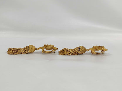 CHANEL Coco Mark Fringe Earrings 94A Stamped Earrings