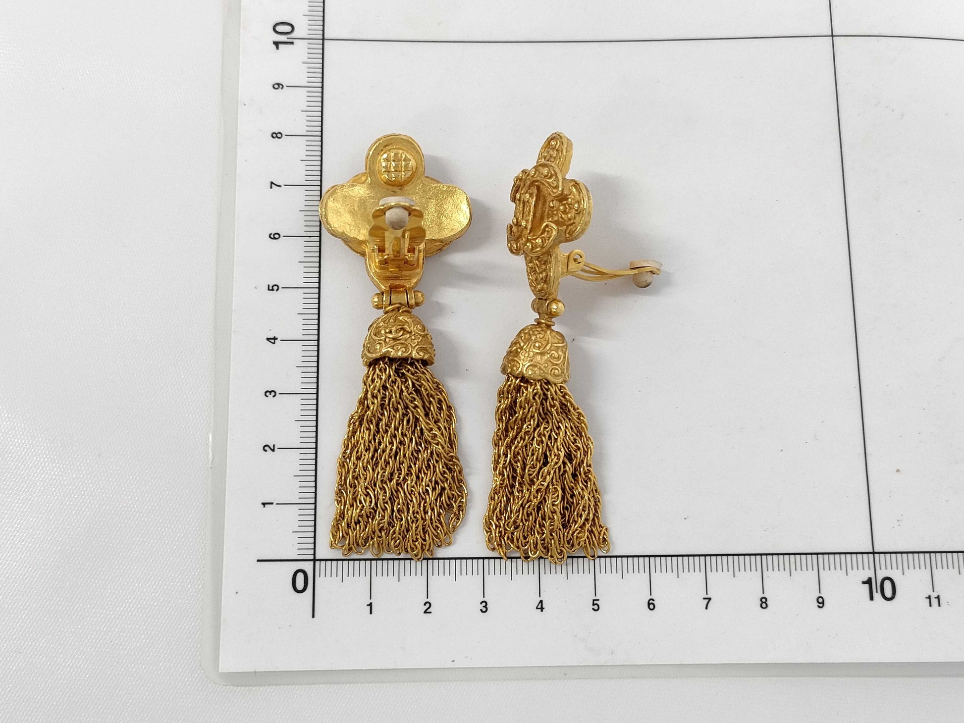 CHANEL Coco Mark Fringe Earrings 94A Stamped Earrings