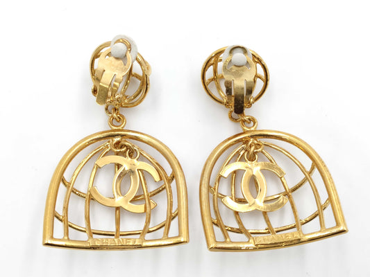 CHANEL Birdcage Earrings with Coco Mark Engraving