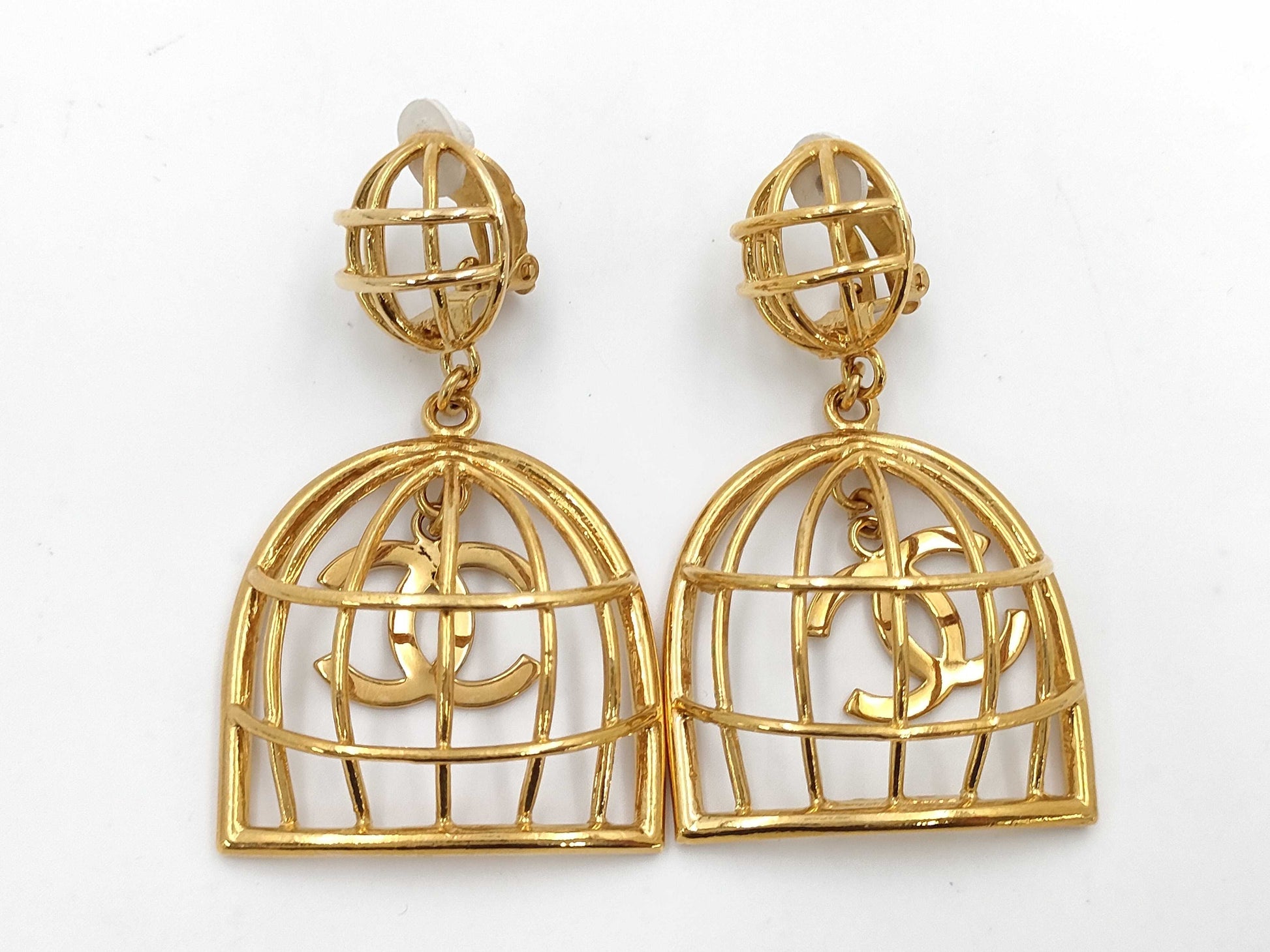 CHANEL Birdcage Earrings with Coco Mark Engraving
