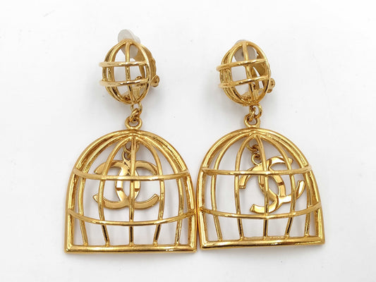CHANEL Birdcage Earrings with Coco Mark Engraving
