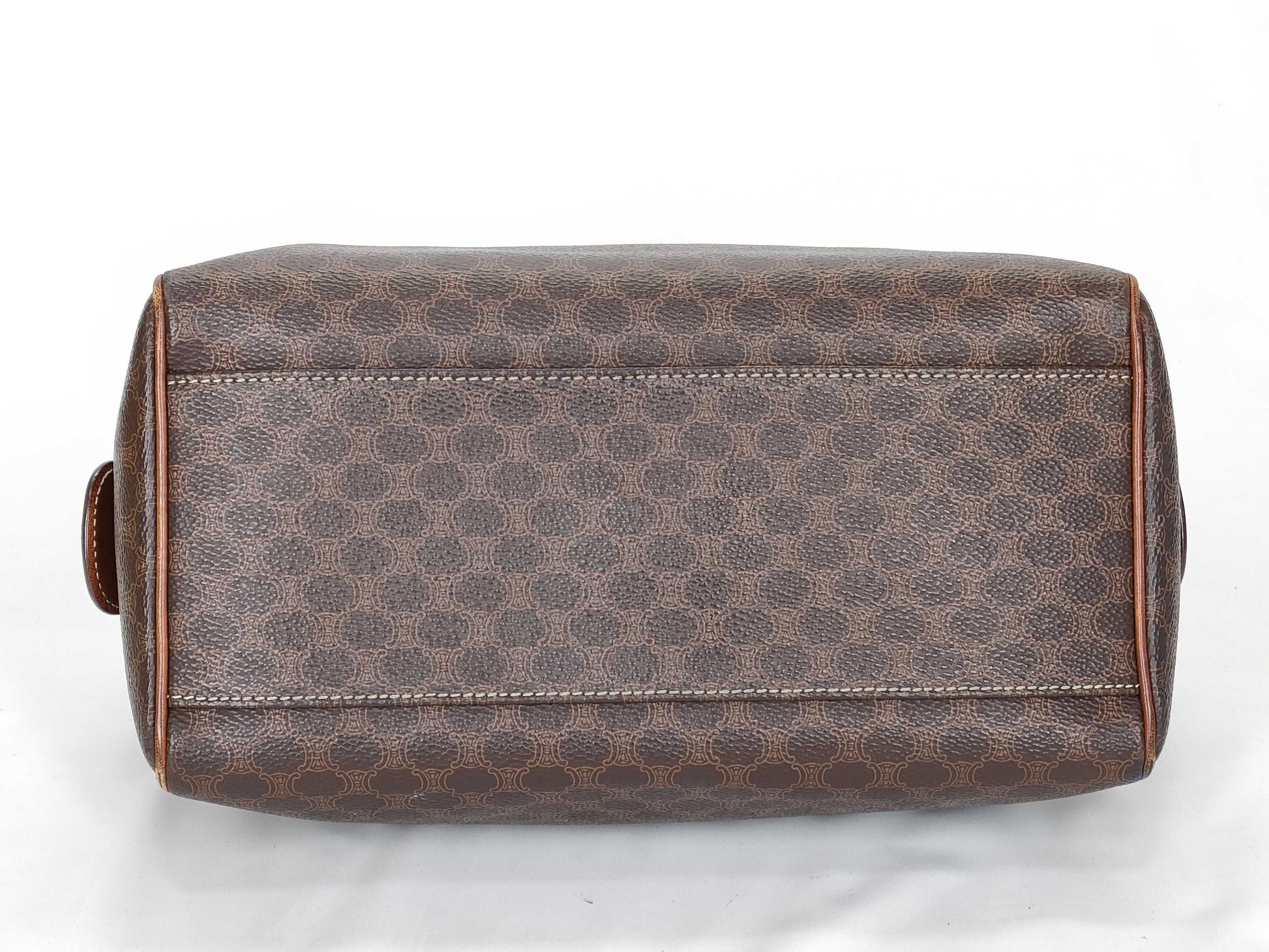 CELINE M13 Mini Boston Bag, Macadam Pattern Leather, Brown