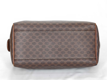 CELINE M13 Mini Boston Bag, Macadam Pattern Leather, Brown