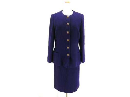 CELINE Suit Set, Wool Jacket and Skirt, Size 40, Purple, Other Apparel