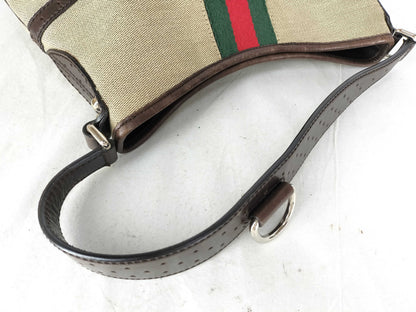 GUCCI 114877 One-Shoulder Bag, Sherry Line, Interlocking Canvas and Leather, Beige and Brown, Shoulder Bag