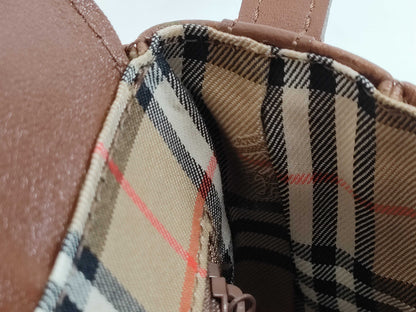 Burberrys Nova Check Leather Shoulder Bag Pochette Brown